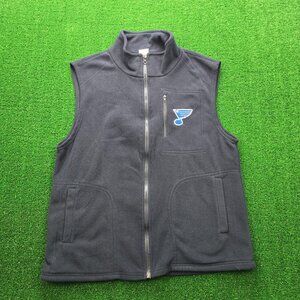 St Louis Blues Vest Mens Large Navy Blue Sweater Full Zip Fleece NHL Hockey